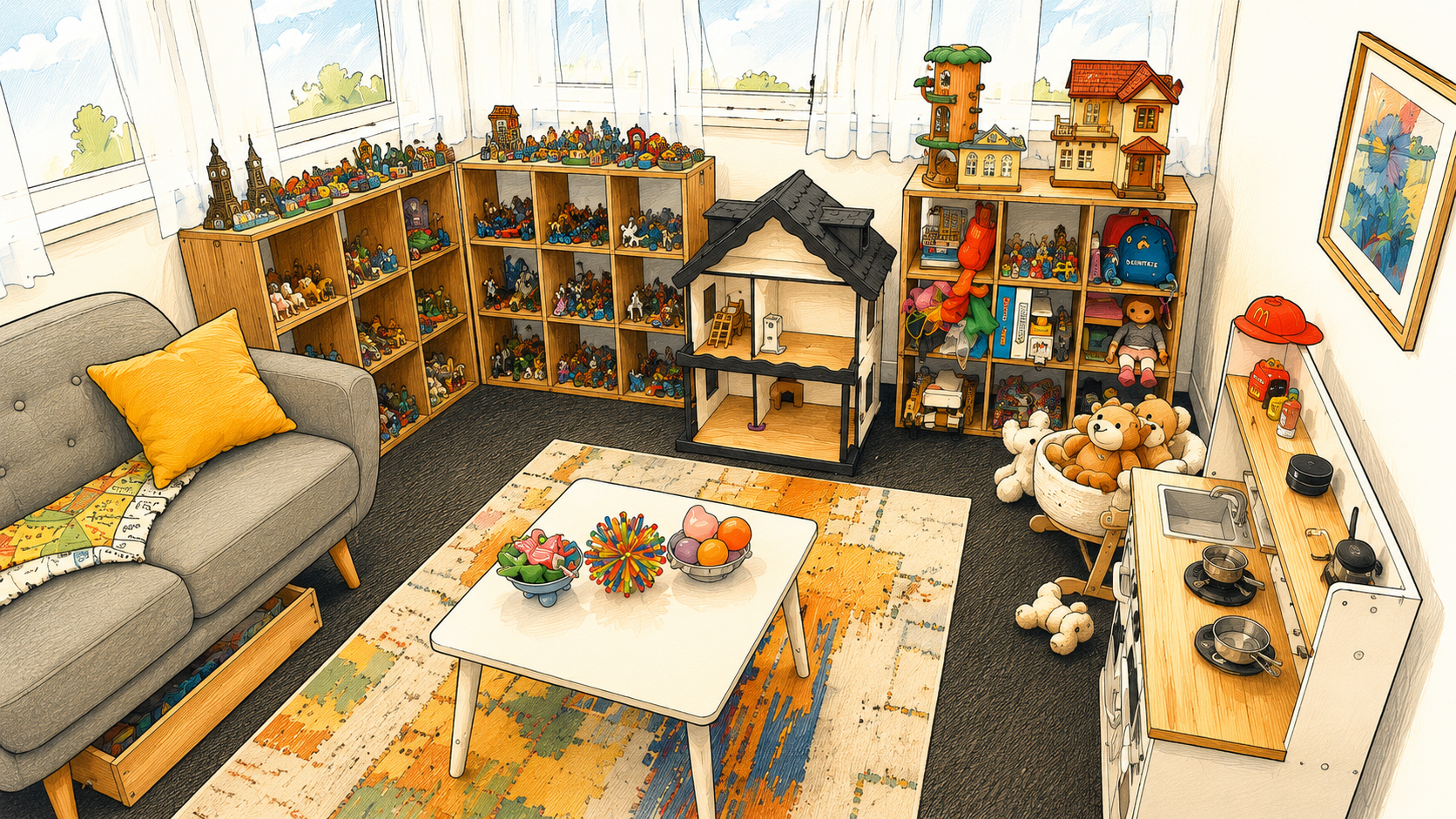 A warm, welcoming therapy room designed for children