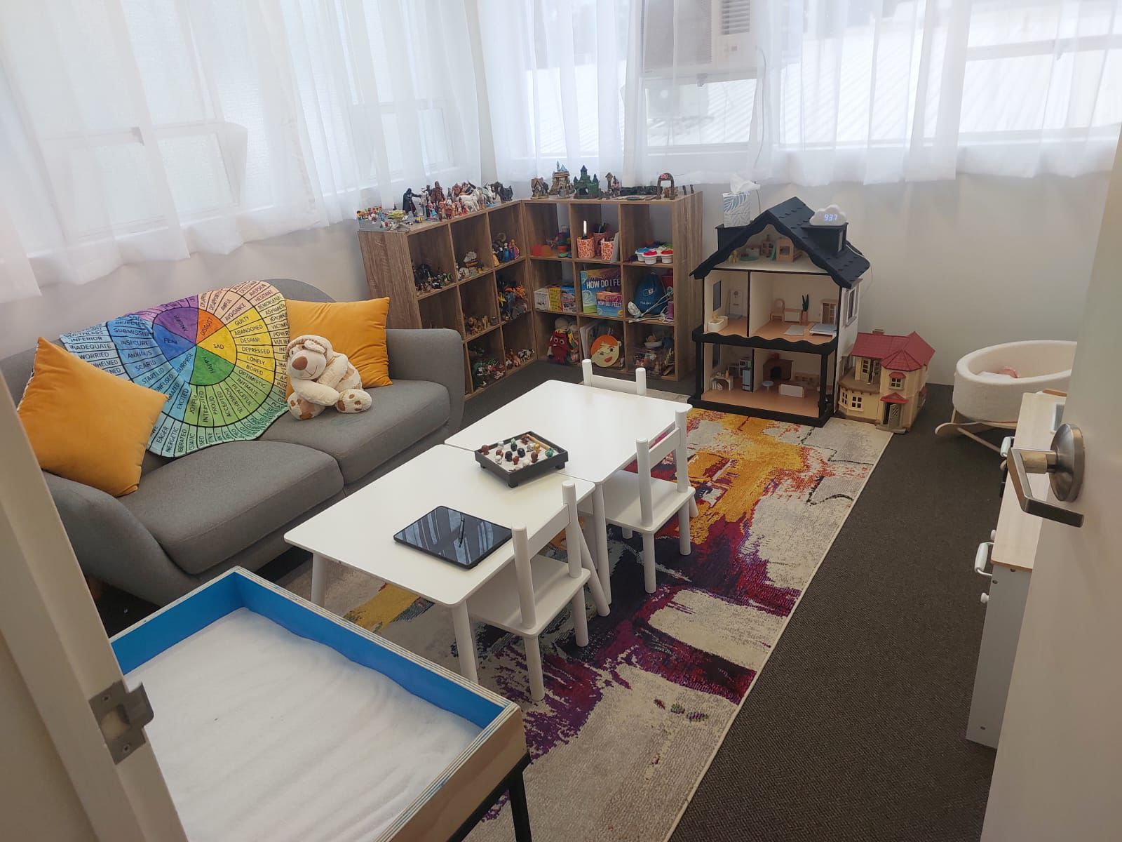 A warm, welcoming therapy room designed for children